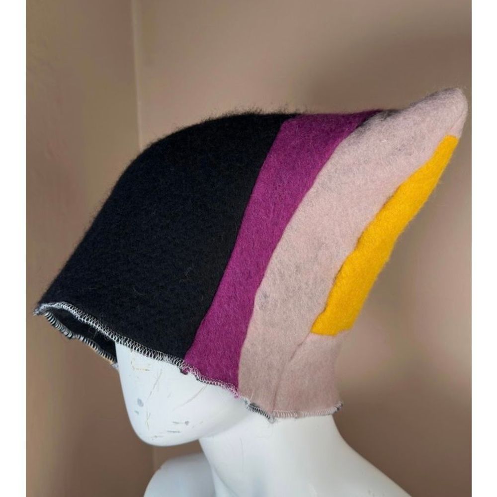 Beanie Vintage Y2K  cat mouse ears ski mask patchwork crochet rainbow helmet